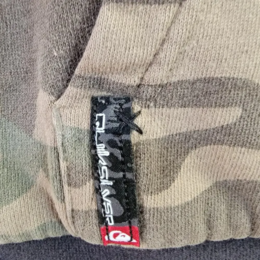 Quiksilver Green‎ Camo Hoodie Boys Sz 2T Camouflage Full Zip Sherpa Sweater Hood